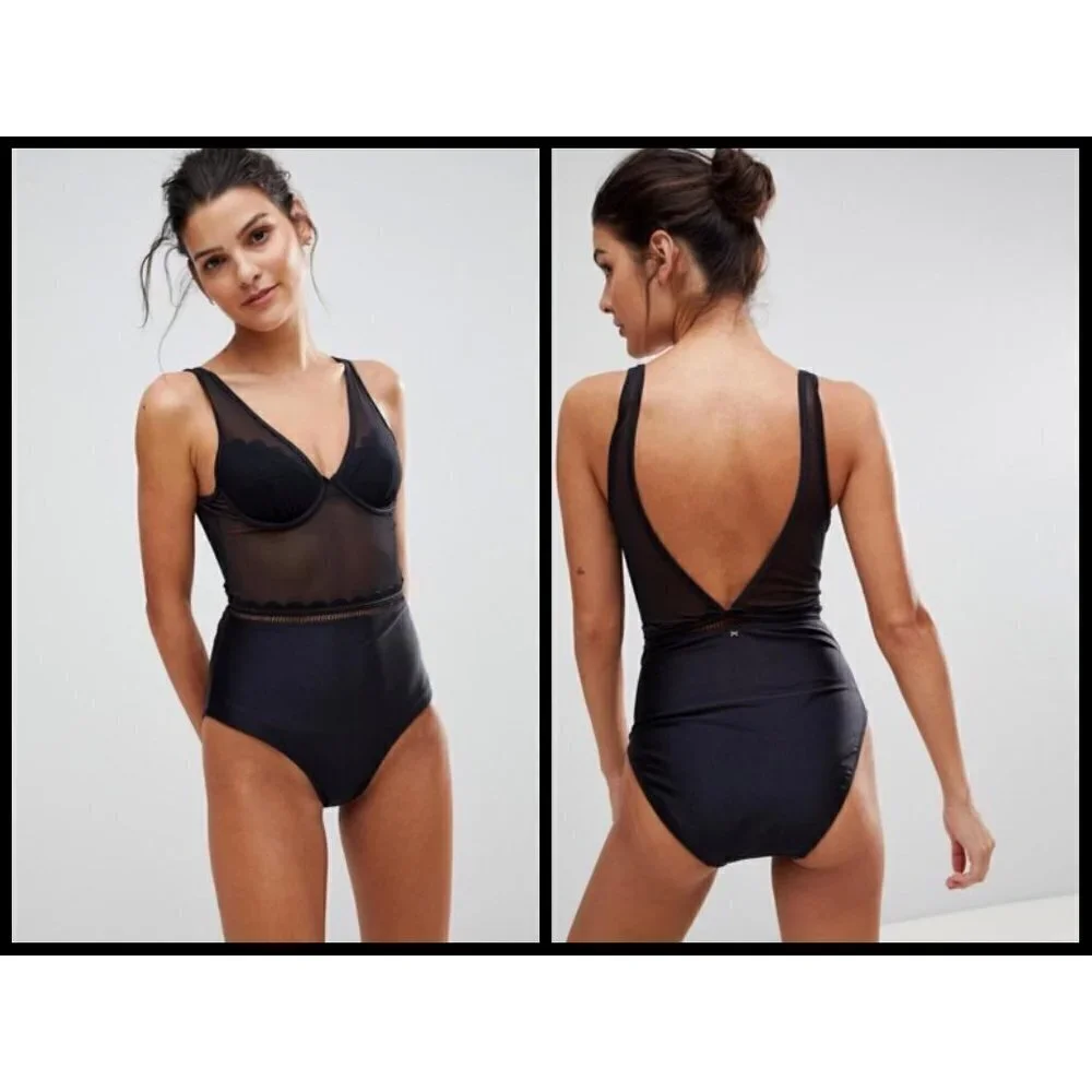 💕TED BAKER💕 Kesia Scalloped Mesh Swimsuit 34 C/D